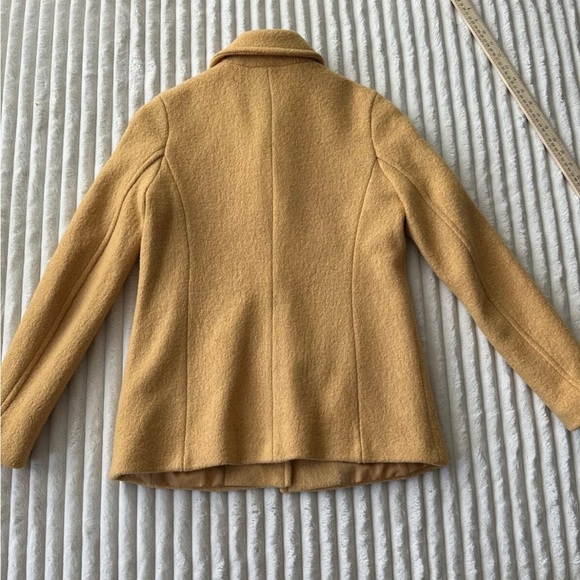 Lands' End Womens Boucle Coat Mustard Yellow Regular Size 6 EUC Wool Blend - Picture 4 of 9